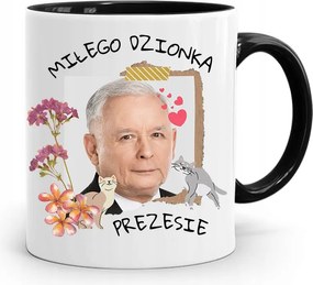 Bögre Fekete Vicces Pis Jaroslaw Kaczynski nyomott mintával