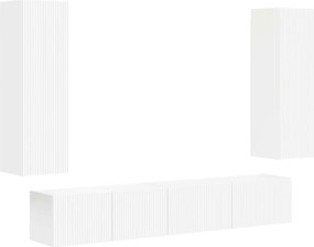 vidaXL TV szekrény garnitúra Falra szerelhető 3 pcs Fehér Faanyag