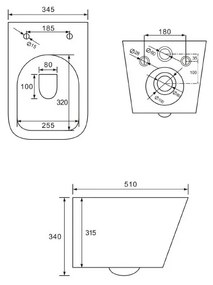 Akasztókészlet GEBERIT Duofix Basic + WC TEO Peremnélküli 51 x 35 cm + lassan eső deszka Slim, fehér, 3385XX00 + 39070100