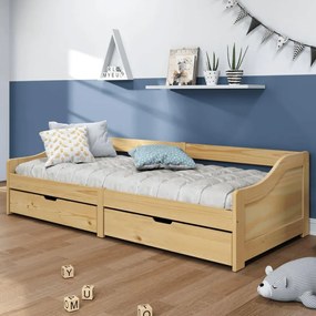 vidaXL IRUN tömör fenyőfa kanapéágy 2 fiókkal 90 x 200 cm