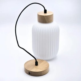 Csillár zsinóron HARMONY 1xE27/15W/230V átm. 14 cm fehér/tölgy