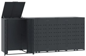 antracit acél tároló 4 szemeteskukához 276 x 79 x 117 cm