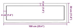 világosbarna kezelt tömör tölgyfa fali polc 100x30x(2-4) cm