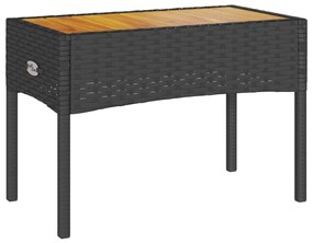 2 személyes fekete polyrattan kerti pad párnával és asztallal