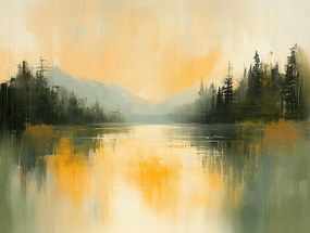 Vászonkép Canvas Tájkép Hegyek Erdő Tó Tükröződés 100x75