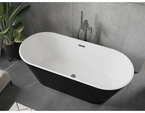 Mexen Flavia, szabadon álló kád 150 x 75 cm, fehér-fekete, grafit túlfolyó, 54031507575-66