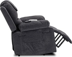 Fotel Masujący Elektrycznie Rozkładany FENIX z Funkcją Wstawania Ciemny Popiel