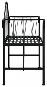 kétszemélyes fekete acél kerti pad 128 cm