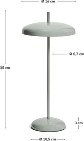 Világoszöld LED dimmelhető asztali lámpa fém búrával (magasság 35 cm) Porte – Kave Home