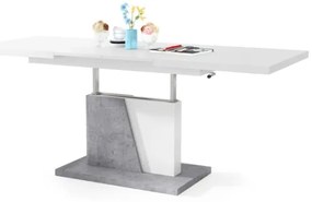 NINO fehér/szürke beton kihúzható, emelhető konferencia/étkezőasztal