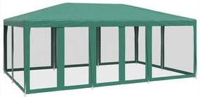 zöld HDPE rendezvénysátor 10 hálós oldalfallal 6 x 4 m