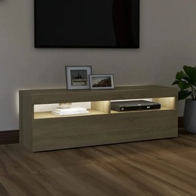 sonoma tölgy színű TV-szekrény LED-lámpákkal 120 x 35 x 40 cm