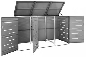 acél tároló három gurítható szemeteskukához 207x77,5x112,5 cm