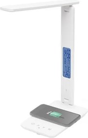 Asztali lámpa, LED, szabályozható, Qi töltővel, USB, HOME, fehér (VLMLA10Q)