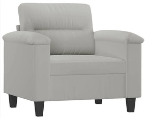 3 részes világosszürke mikroszálas ülőgarnitúra párnákkal