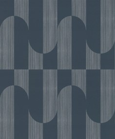 Vinyl tapéta Art Deco sötétkék ezüst geometrikus minta