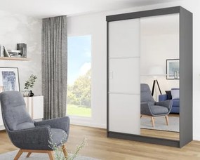 Bill 2 138 Tolóajtós Szekrény 138cm, Grafit-Fehér