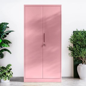 Fémszekrény otthoni irodába JAN, 900 x 1850 x 400 mm, Fresh Style: púderrózsaszín