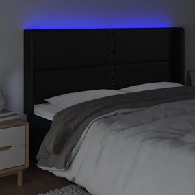 fekete műbőr LED-es fejtámla 163x16x118/128 cm