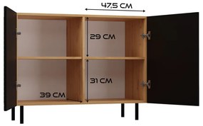 MIX Kama 2 komód (egyenes mintázat), tölgy-fekete