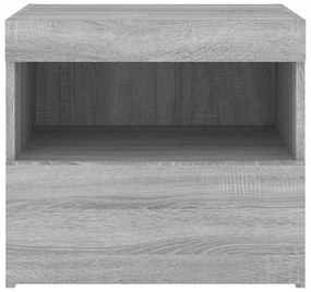 2 db szürke sonoma színű éjjeliszekrény LED-ekkel 50x40x45 cm