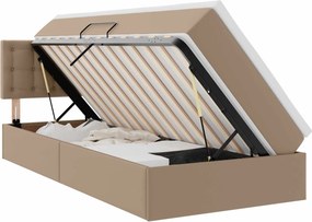 vidaXL Ágy tárolóval és matraccal matracmal Kávé 90 x 190 cm Műbőr
