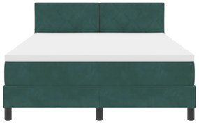 Boxspring Ágy Mattal és LED világítással Sötétzöld 140x200 cm Bársony