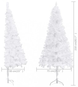 fehér PVC sarok műkarácsonyfa 210 cm