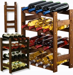 Palacktartó állvány fenyőfa bortartó polc 16 db 54x43x25cm