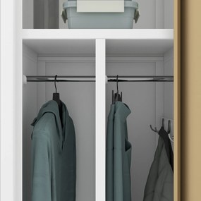 Munkavállalói szekrény, 4 rekeszes, fehér/dió, 800x1800x500 mm: KACPER Eco Design