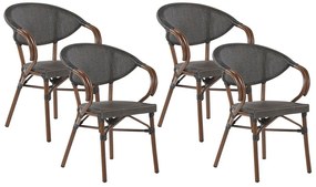 Sötétbarna és szürke kerti szék négydarabos szettben CASPRI Beliani
