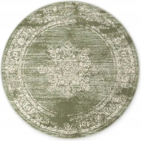 Kerek szőnyeg nappaliba 120cm hagyományos mintás,zöld-krém