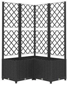 fekete polipropilén rácsos kerti ültetőláda 80 x 80 x 136 cm