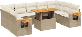 vidaXL 10 részes bézs polyrattan kerti ülőgarnitúra párnával
