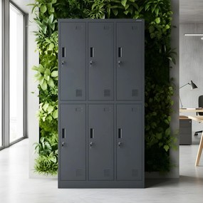 6 ajtós IGOR öltözőszekrény, 900 x 1850 x 450 mm, antracit
