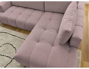 Rózsaszín kinyitható-tárolóhelyes sarokkanapé (jobb oldali-L alakú) Fuji – Bobochic Paris