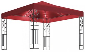 bordó pavilon LED fényfüzérrel 3 x 3 m