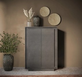 SKY 2.0 magas komód, 2 ajtóval, sötét láva vázzal és laminált előlapokkal