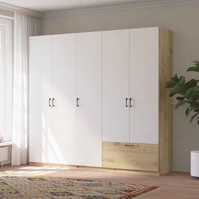 Gardróbszekrény Tölgy/Matt Fehér Színben. 225 cm. ALTA