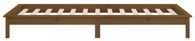 mézbarna tömör fa ágykeret LED-ekkel 90 x 200 cm