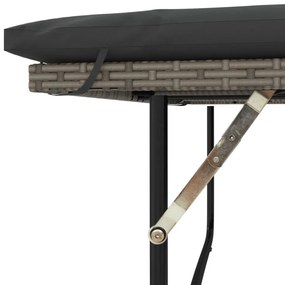 2 személyes szürke polyrattan/akácfa kerti kanapé párnával