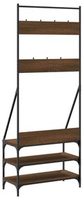 barna tölgyszínű ruhafogas cipőpolccal 72x34x184 cm