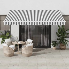 antracitszürke-fehér LED-es kézi napellenző 400 x 350 cm