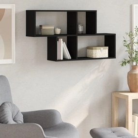 fekete szerelt fa fali polc 100 x 20 x 53 cm