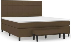 vidaXL sötétbarna szövet rugós ágy matraccal 180 x 200 cm