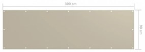 bézs oxford-szövet erkélyparaván 90 x 300 cm