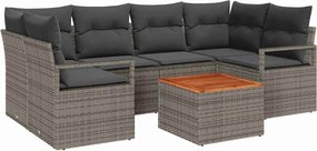 vidaXL Kerti Kanapé Szett tárolóval 7 pcs Szürke polirattan