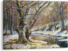 Egy festett téli táj képe (70x50 cm)