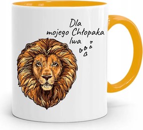 Sárga Bögre Ajándék Oroszlán Fiúnak, fényképes nyomattal