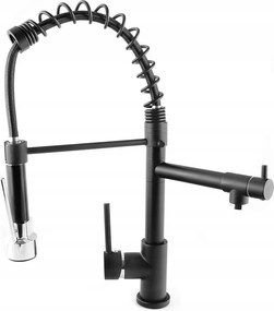 Konyhai Csaptelep Kétcsapos 2 Kifolyócső Mosogató Duo Fekete Sárgaréz